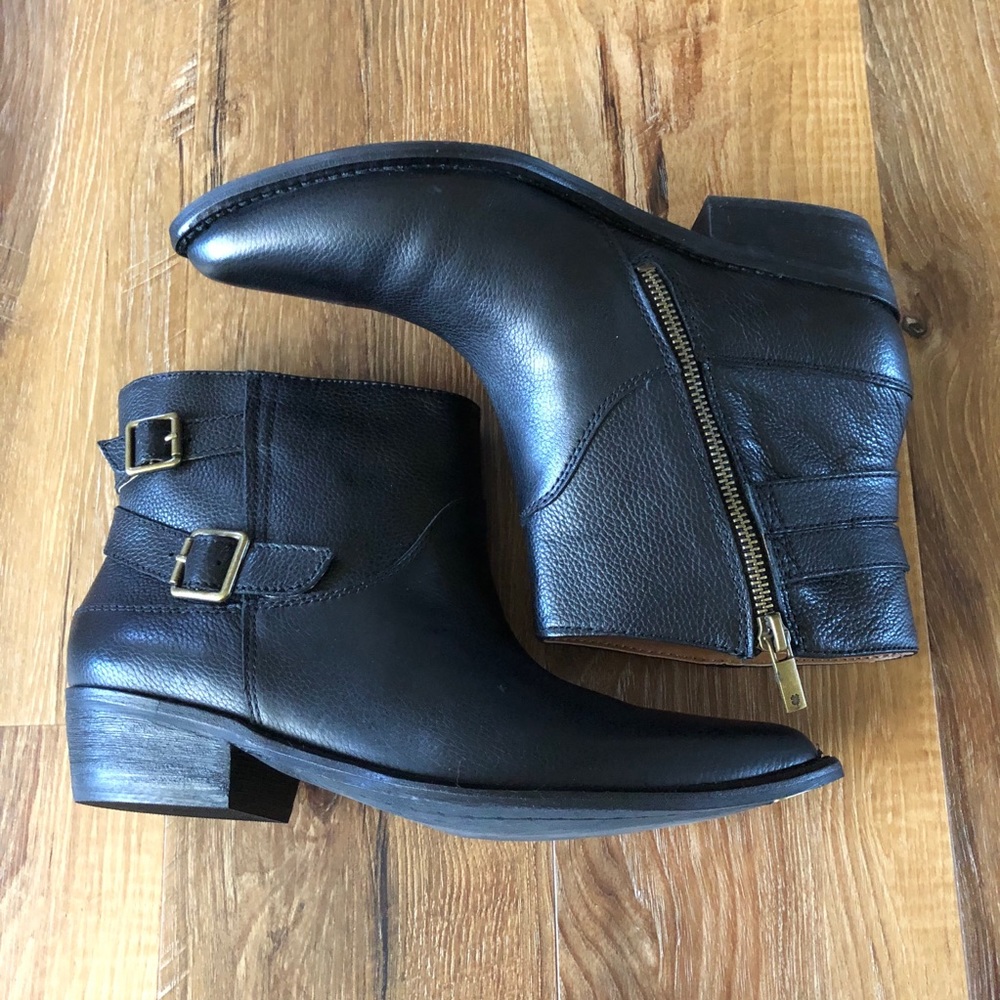 Lucky Brand Caelyn Black Boots Pointed Toe+ Buckle